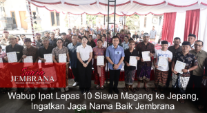 Wabup Ipat Lepas 10 Siswa Magang ke Jepang, Ingatkan Jaga Nama Baik Jembrana