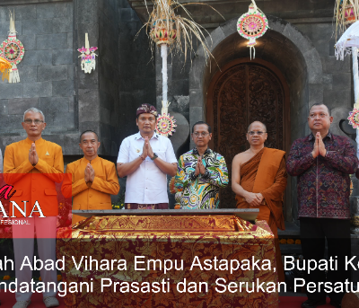 Setengah Abad Vihara Empu Astapaka, Bupati Tandatangani Prasasti dan Serukan Persatuan
