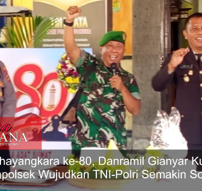 HUT Bhayangkara Ke-80, Danramil Gianyar Kunjungi Mapolsek Wujudkan TNI-Polri Semakin Solid