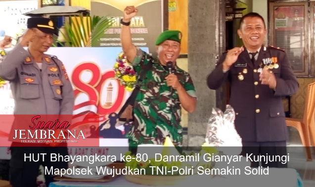 HUT Bhayangkara Ke-80, Danramil Gianyar Kunjungi Mapolsek Wujudkan TNI-Polri Semakin Solid