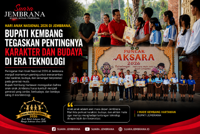 Hari Anak Nasional 2026 di Jembrana, Bupati Kembang Tegaskan Pentingnya Karakter dan Budaya di Era Teknologi