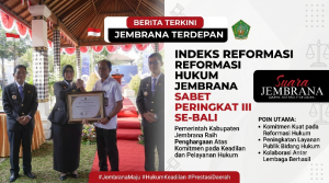 Indeks Reformasi Hukum Jembrana Sabet Peringkat III se-Bali