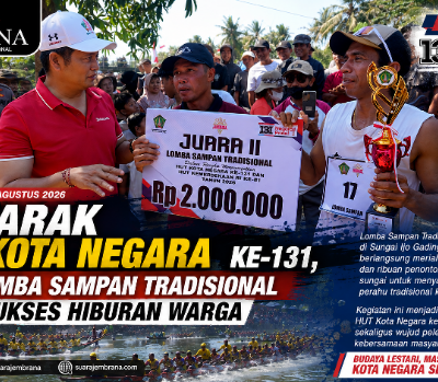 Semarak HUT Kota Negara ke-131, Lomba Sampan Tradisional Sukses Hiburan Warga