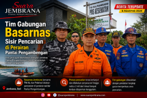 Tim Gabungan Basarnas Sisir Pencarian Nelayan Tenggelam di Perairan Pantai Pengambengan