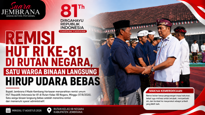 Remisi HUT RI ke-81 di Rutan Negara, Satu Warga Binaan Langsung Hirup Udara Bebas