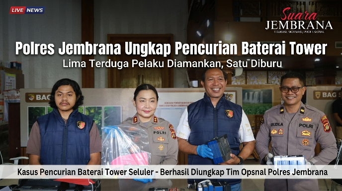 Polres Jembrana Ungkap Pencurian Baterai Tower, Lima Terduga Pelaku Diamankan, Satu Diburu