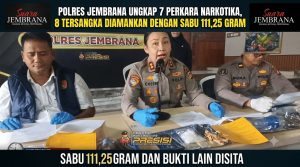 Polres Jembrana Ungkap 7 Perkara Narkotika, 8 Tersangka Diamankan dengan Sabu 111,25 Gram