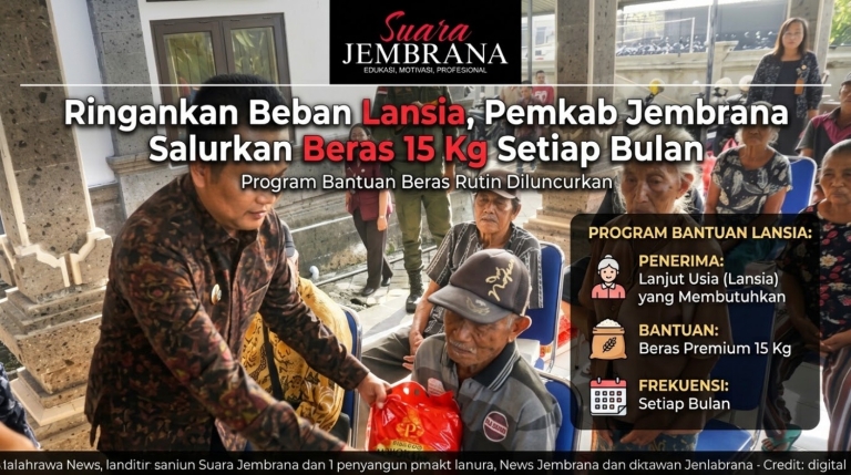 Ringankan Beban Lansia, Pemkab Jembrana Salurkan Beras 15 Kg Setiap Bulan