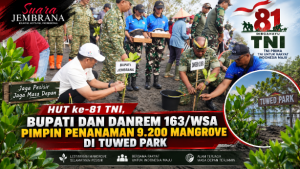 HUT ke-81 TNI, Bupati dan Danrem 163/WSA Pimpin Penanaman 9.200 Mangrove di Tuwed Park