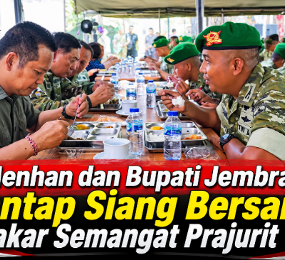 Menhan dan Bupati Jembrana Santap Siang Bersama, Bakar Semangat Prajurit TNI