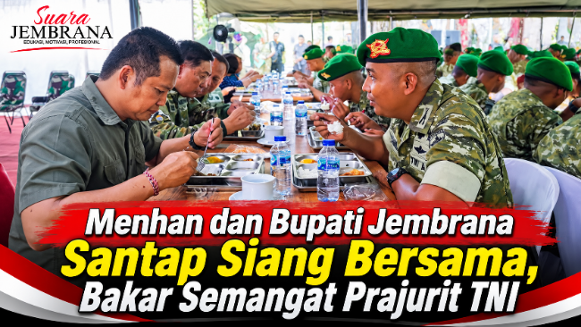 Menhan dan Bupati Jembrana Santap Siang Bersama, Bakar Semangat Prajurit TNI